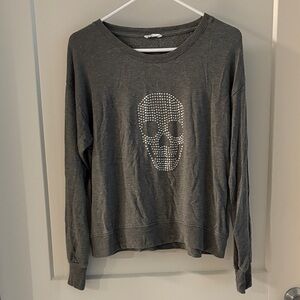 Gray Skull Embellished Women's Sweater